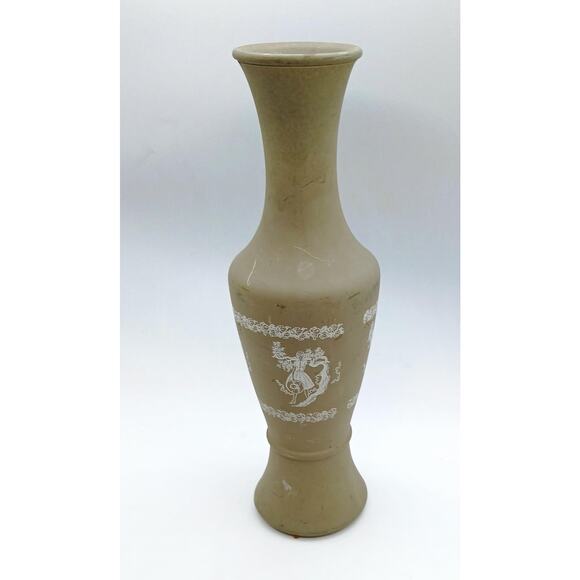 Vintage Imitation Wedgewood Sage Green Glass Bud Vase - Picture 2 of 3